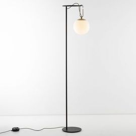 Lampadaire Nh 22 Métal Verre Blanc Noir / Verre Soufflé - Globe Ø 22 Cm - Artemide