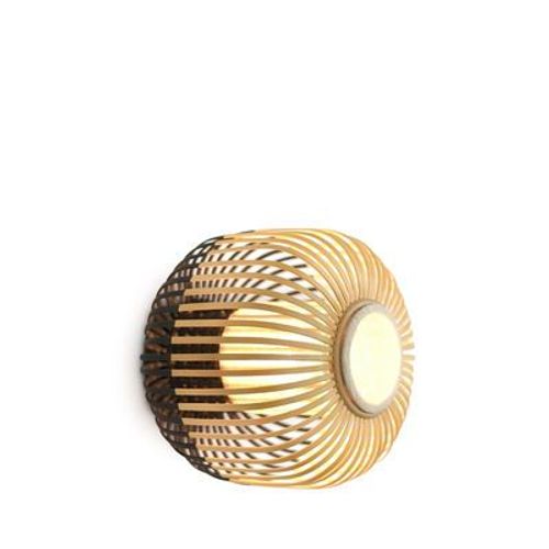 Applique Bamboo Light Xs Tissu Noir Bois Naturel / Plafonnier - Ø 27 X H 20 Cm - Forestier