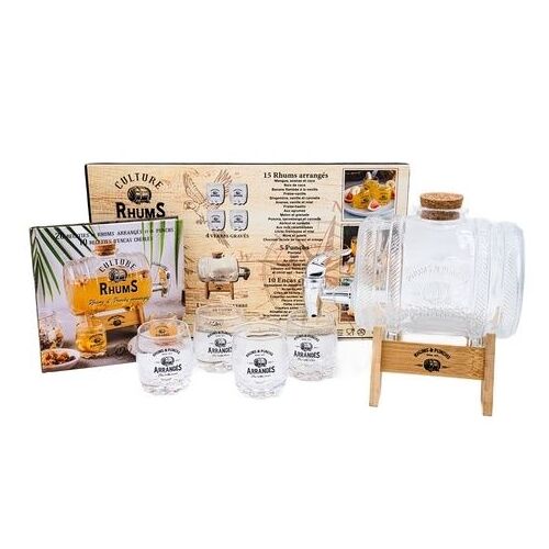 Culture Rhums - Avec 1 Tonneau En Verre De 1 Litre, 4 Verres Gravés, 1 Livre De Recettes