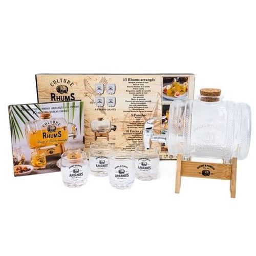 Culture Rhums - Avec 1 Tonneau En Verre De 1 Litre, 4 Verres Gravés, 1 Livre De Recettes
