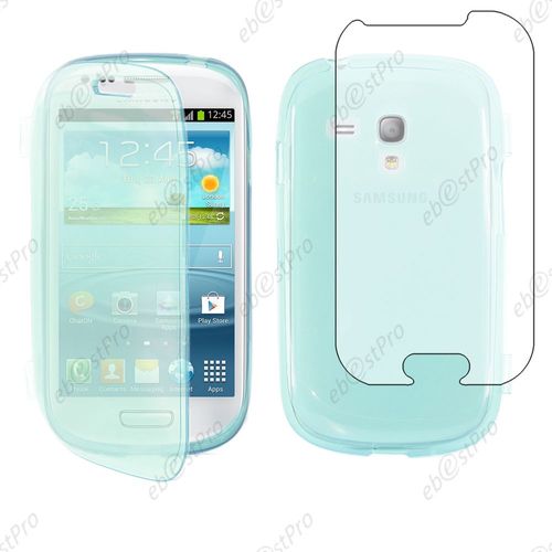 Ebeststar ® Housse Etui Coque Portefeuille Livre Silicone Gel Pour Samsung Galaxy S3 Mini Gt-I8190, I8190n, Couleur Bleu + Film Protection D'écran