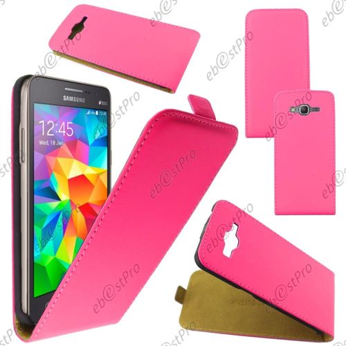 Ebeststar ® Housse Coque Etui En Pu Cuir À Rabat Ultra Fine (Slim Case) Pour Samsung Galaxy Grand Prime Sm-G530f Sm-G530h, Couleur Rose + Film Protection D'écran