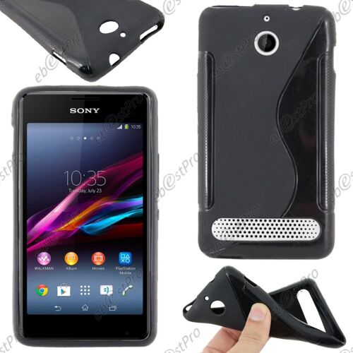 ebestStar ® Housse Etui Coque Silicone Gel Motif S-line Protection Souple pour Sony Xperia E1 D2104, D2004, Couleur Noir + Film protection d'écran