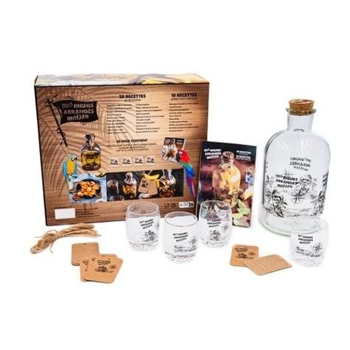 Mes Rhums Arrangés Maison - Avec 1 Bouteille De 1 Litre, 4 Petits Verres Gravés, 1 Livre De 30 Recettes Et 1 Set De 10 Liens Et Étiquettes