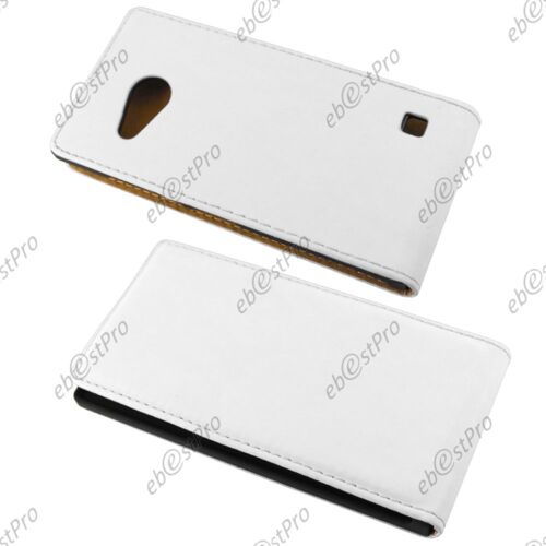 ebestStar ® 1 Verre Trempé + Etui PU cuir rabattable Housse Coque ULTRA SLIM pour Nokia Lumia 735 730 dual, Couleur Blanc