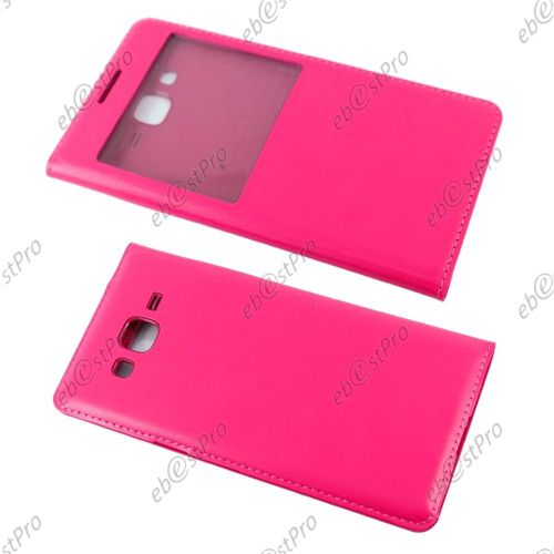 Ebeststar ® Housse Pochette Protection Coque Etui Type S-View Pour Samsung Galaxy Grand Prime Sm-G530f Sm-G530h, Couleur Rose + Film Protection D'écran