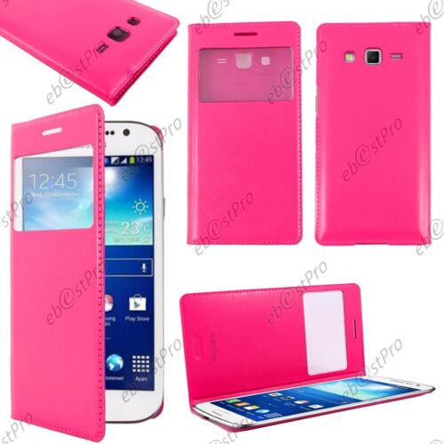 Ebeststar ® Housse Coque Etui Smart View Cover Type S-View Portefeuille Livre Pour Samsung Galaxy Grand 2 G7105 G7102 G7100, Couleur Rose + Film Protection D'écran