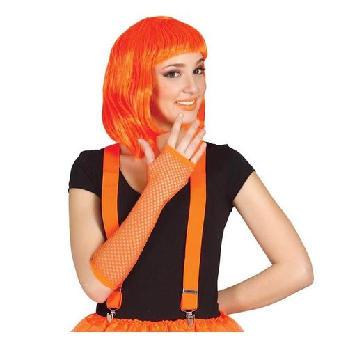 Gant Mitaine En Résille Orange Fluorescent De Punk