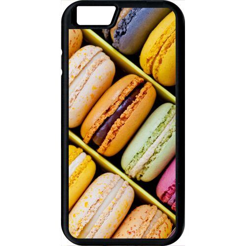Coque iphone 6s - boite de delicieux macarons - noir