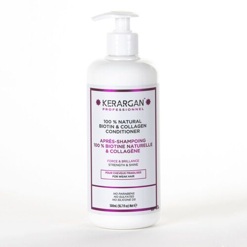 Kerargan - Après-Shampoing À La Biotine Et Au Collagène Pour Redonner Force Brillance V Soin Des Cheveux 500 Ml 