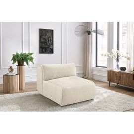 Chauffeuse 1 Place Sans Accoudoir Pour Canapé Modulable Jeanne Tissu Velours Beige