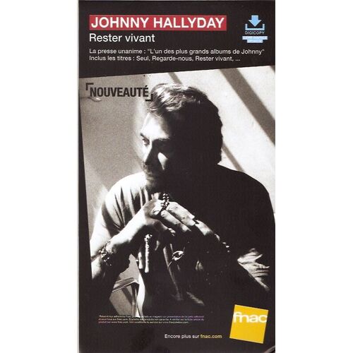 Plv 14x25cm Cartonnée Rigide Johnny Hallyday Rester Vivant / Magasins Fnac