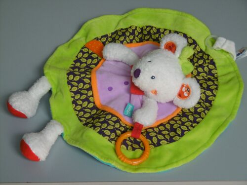 Doudou Souris Blanc Vert Violet Orange Rond Grelot Babysun
