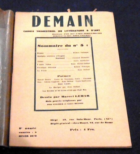 Demain N°5 – Cahier Trimestriel De Littérature Et D’Art