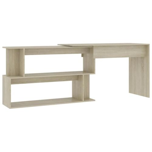 Bureau table poste de travail meuble d'ordinateur informatique étude d'angle chêne sonoma 200 x 50 x 76 cm bois d ingénierie brun Helloshop26 02_0023680