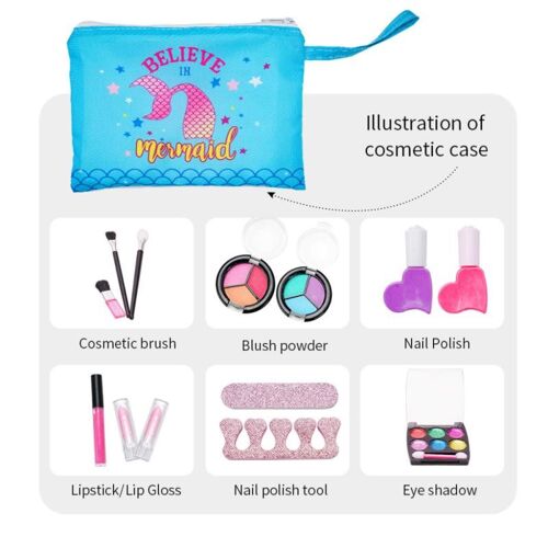 Ensemble De Jouets De Maquillage Pour Bébés Filles, Fard À Paupières, Rouge À Lèvres, Blush, Robe De Princesse, Jouets De Fête, Jeu De Simulation, Style De Cheveux, Tslm1