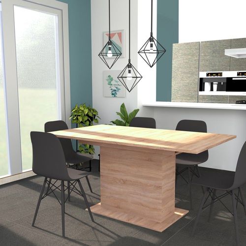Table Carla 8 Personnes +1 Rallonge / Chêne Blanchi/ 160x90x77