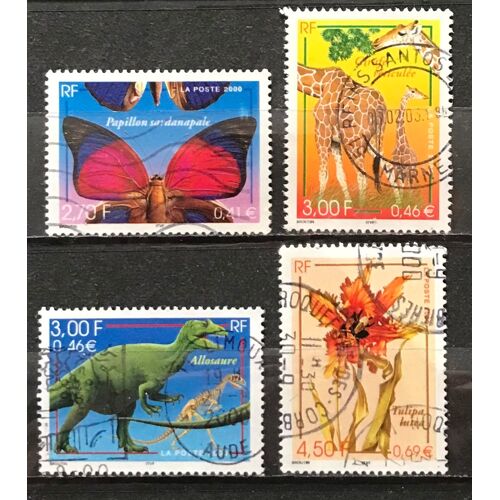 Lot De 4 Timbres Oblitérés France 2000 Y&t N° 3332 À 3335
