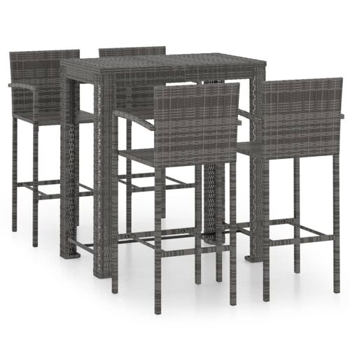 Vidaxl Jeu De Bar De Jardin 5 Pcs Avec Accoudoirs Résine Tressée Gris