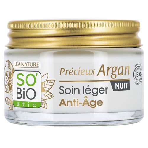 So Bio Etic - Soin Léger Anti-Âge Nuit, Précieux Argan Crème Visage 50 Ml 