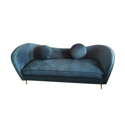 Canapé 3 Places 203 Cm En Velours Bleu