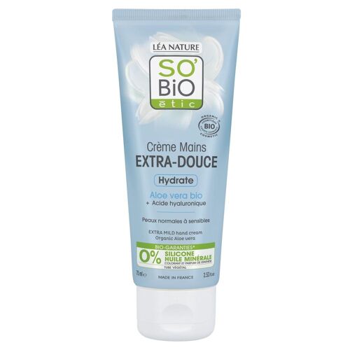 So Bio Etic - Crème Mains Extra-Douce, Hydratante¹, Aloe Vera Bio 75 Ml 