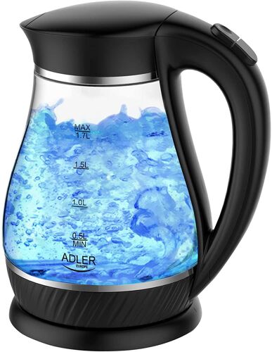 Bouilloire Électrique En Verre De 1,7l 2000w Transparent Noir