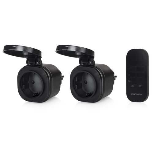 Smartwares Set de mini interrupteur d'Extérieur 7,2x7,6x1,4 cm Noir