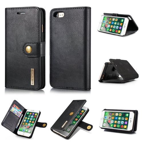 Coque Iphone 8,Etui Iphone 8,Etui Housse De Protection Magnétique À Deux Volets Iphone 8,Portefeuille Etui En Cuir Pu Premium Portefeuille Housse Pour Iphone 8,Noir
