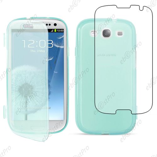 Ebeststar ® Housse Etui Coque Portefeuille Livre Silicone Gel Pour Samsung Galaxy S3 I9300 I9305, Couleur Bleu + Film Protection D'écran
