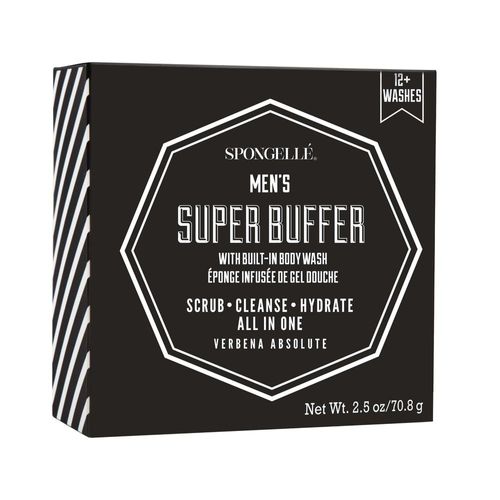 Spongelle - Mini Men's Super Buffer - Verbena Absolut (12+ Uses) Mini Éponge Infusée De Gel Douche Pour Homme 1 Unité 