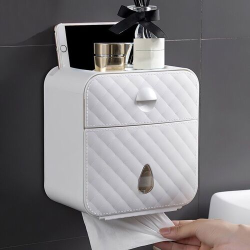 Porte-papier hygiénique mural étanche, boîte de rangement pour rouleaux de tubes de papier, plateau pour mouchoirs, étagère pour salle de bains