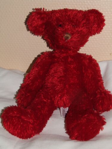 Ours Doudou Russ Rouge Truffe Marron Peluche De 28 Cm