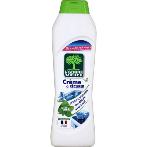 LOT DE 4 - L'ARBRE VERT Crème à récurer Menthe Basilic Nettoyant ménager - flacon de 500 ml