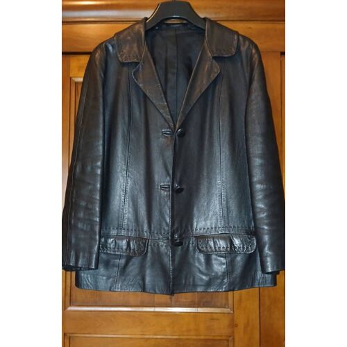 Veste Cuir Véritable Noir Classique Femme. Tm