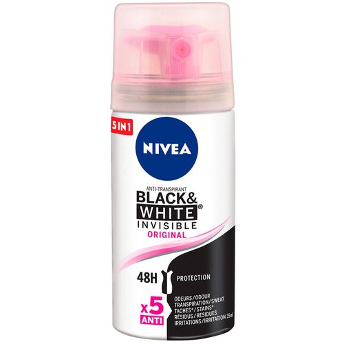 Nivea - Black&white Original - Spray Anti-Transpirant 48h Déodorant Femme Format Voyage 35 Ml 