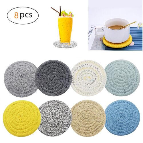 Lot De 8 Sous-Verres Tressés À La Main En Corde De Coton, Ensemble De Sous-Verres Absorbants Pour Boissons, Pour Table, Cuisine, Bureau