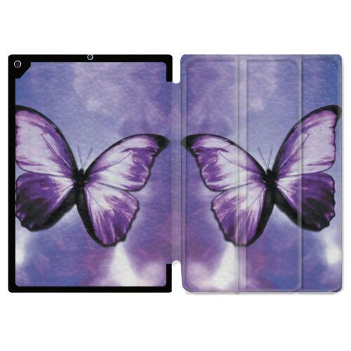 Housse Smart Cover Pour Ipad 10.2 Papillon Violet Et Blanc