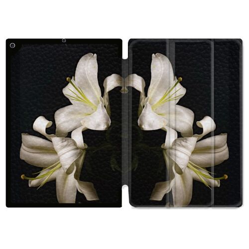 Housse Smart Cover Pour Ipad 10.2 Fleur Lys Noir