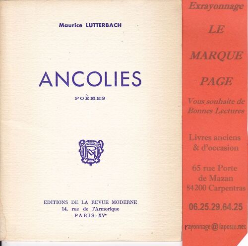 Maurice Lutterbach -- Ancolies - Poèmes - Avec Envoi Autographe