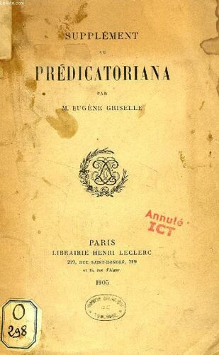 Supplement Au Predicatoriana (Tire A Part)