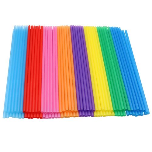 Pailles Jetables En Plastique, 100 Pièces, 10x260mm, 8 Couleurs Assorties, 100 Pièces