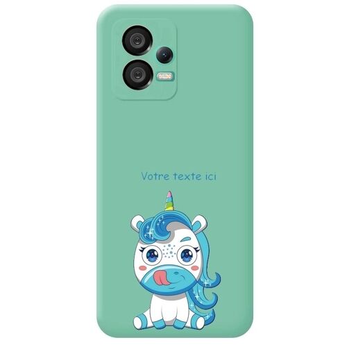 Coque turquoise Redmi NOTE 12 PRO licorne bleu personnalisee