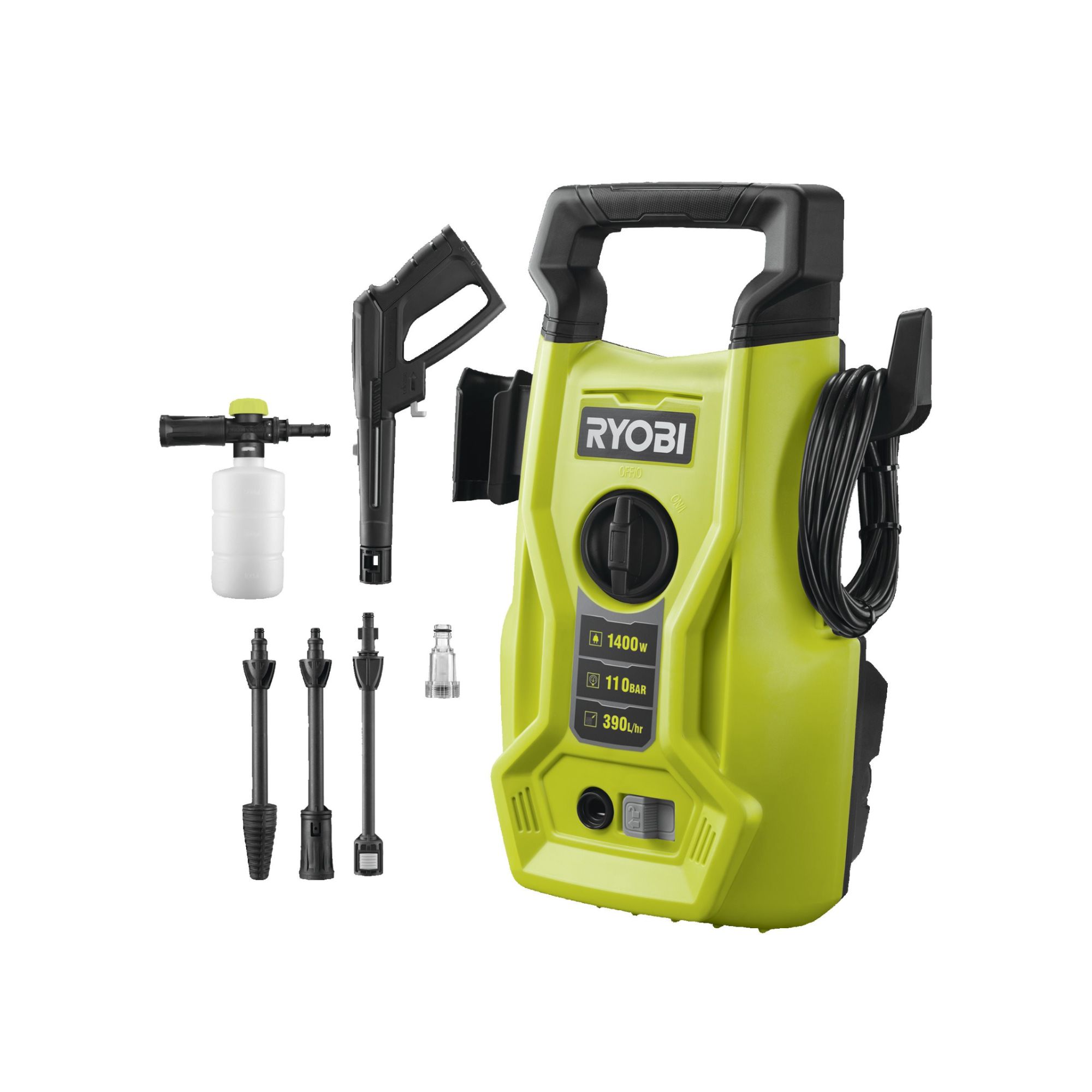 Nettoyeur haute pression RYOBI - 110 Bars - 1400W - RY110PWA