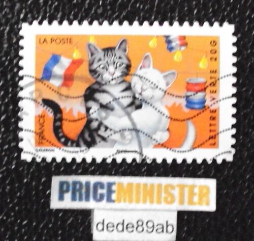 France.. 20g Lettre Verte . Sourires Vacances : Chats Dansant Au Bal . Oblitérés . Used Stamp .