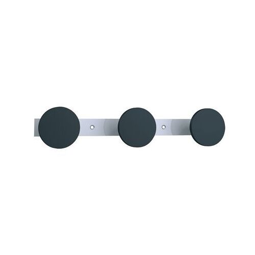 3 Patères Plastiques Noir Alba + 1 Crochet - Diamétre 9cm