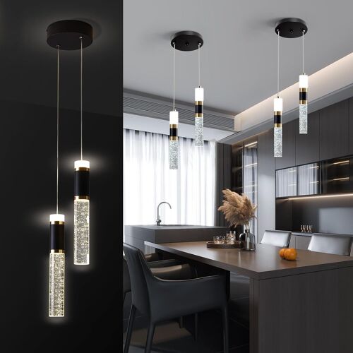 Ulteronixshop-Lustre Suspendu En Cristal Moderne, Led Dimmable à 3 Couleurs, RéGlable En Hauteur, Noir Et Doré, Pour îLot De Cuisine, Chambre à Coucher, Salle à Manger