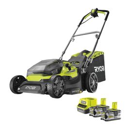 Tondeuse hybride RYOBI 18V One+ coupe 37cm - 2 batteries 5.0 Ah - 1 chargeur rapide RY18LMH37A-250