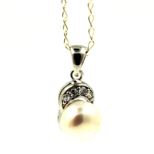 Pendentif Perle  . Argent 925 + Chaine En Argent 925
