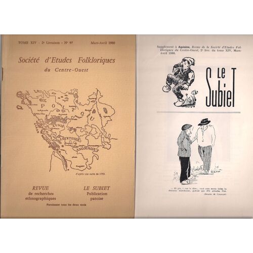 Société D'études Folkloriques Du Centre-Ouest. "Aguiaine". Revue + Subiet. Tome Xiv - 2e Livraison - N° 97 Mars - Avril 1980